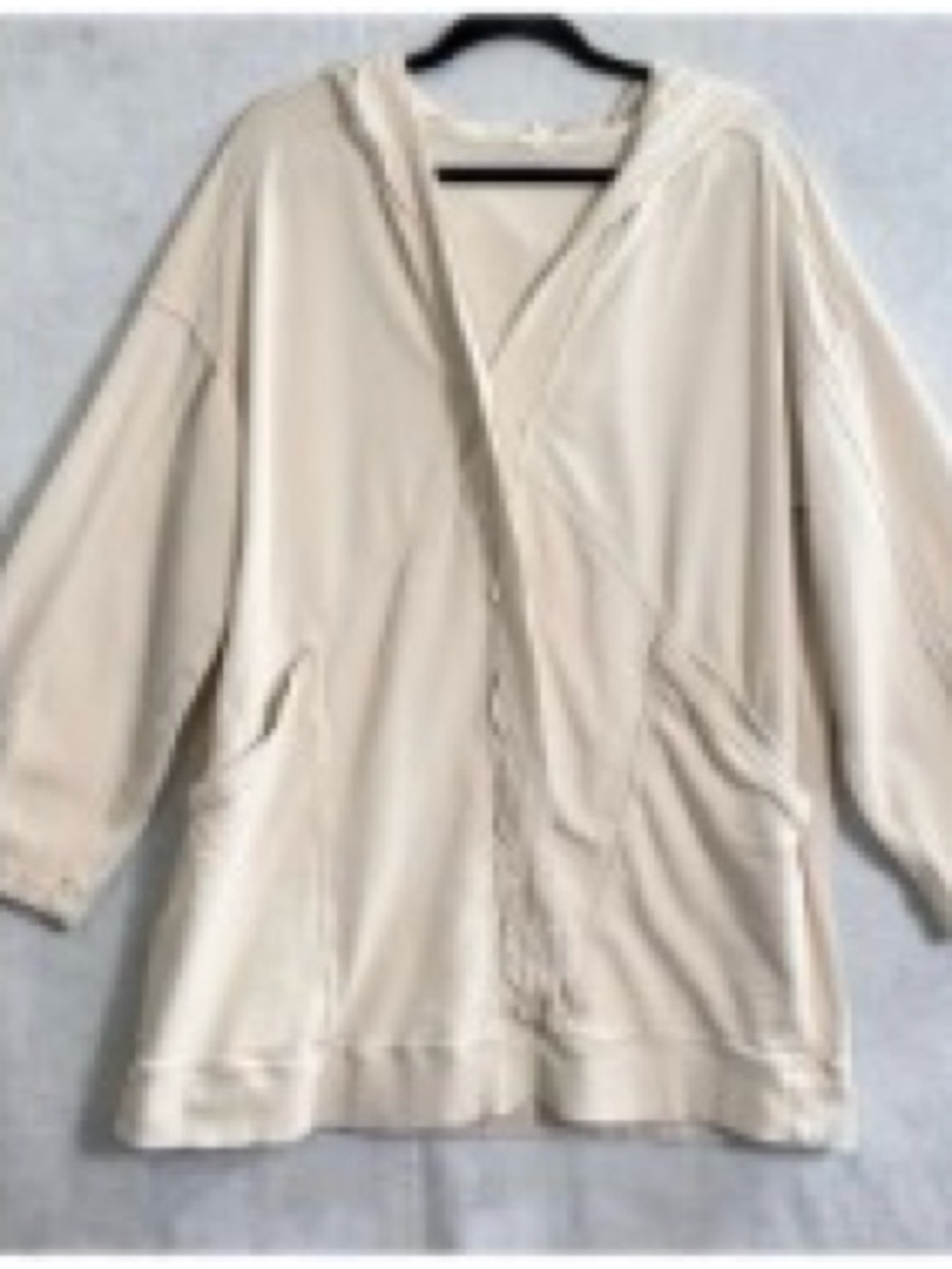 Anthropologie DAILY PRACTICE Women Pullover Ruffle Edge Hoodie Sz 2X Cream
